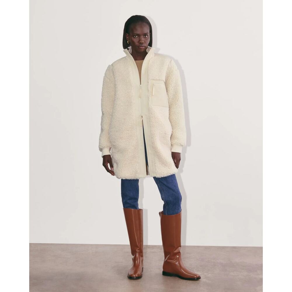 NWT Everlane Teddy Jacket, Cozy Long Midi Coat, Birch Ivory, Large